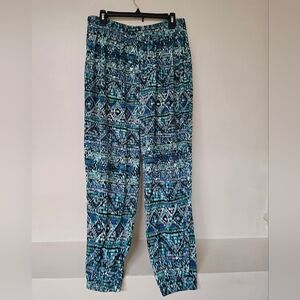 Beautiful Turquoise Aztec Patterned Jogger/Palazzo Pants Size XL